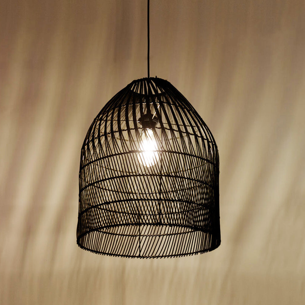 Abat-jour pour suspension - marco - rotin - noir - cezare - ø42cm