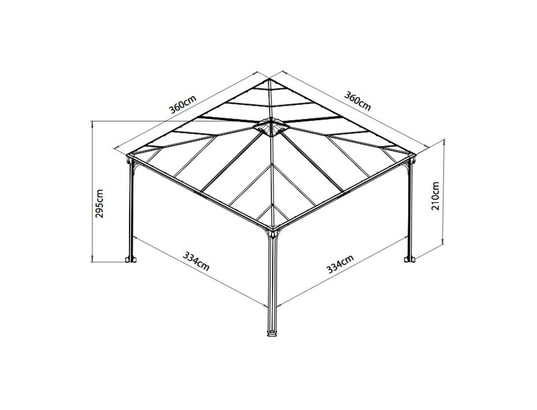 PALRAM - Pergola Gazébo tonnelle 13m² gris anthracite - 702780