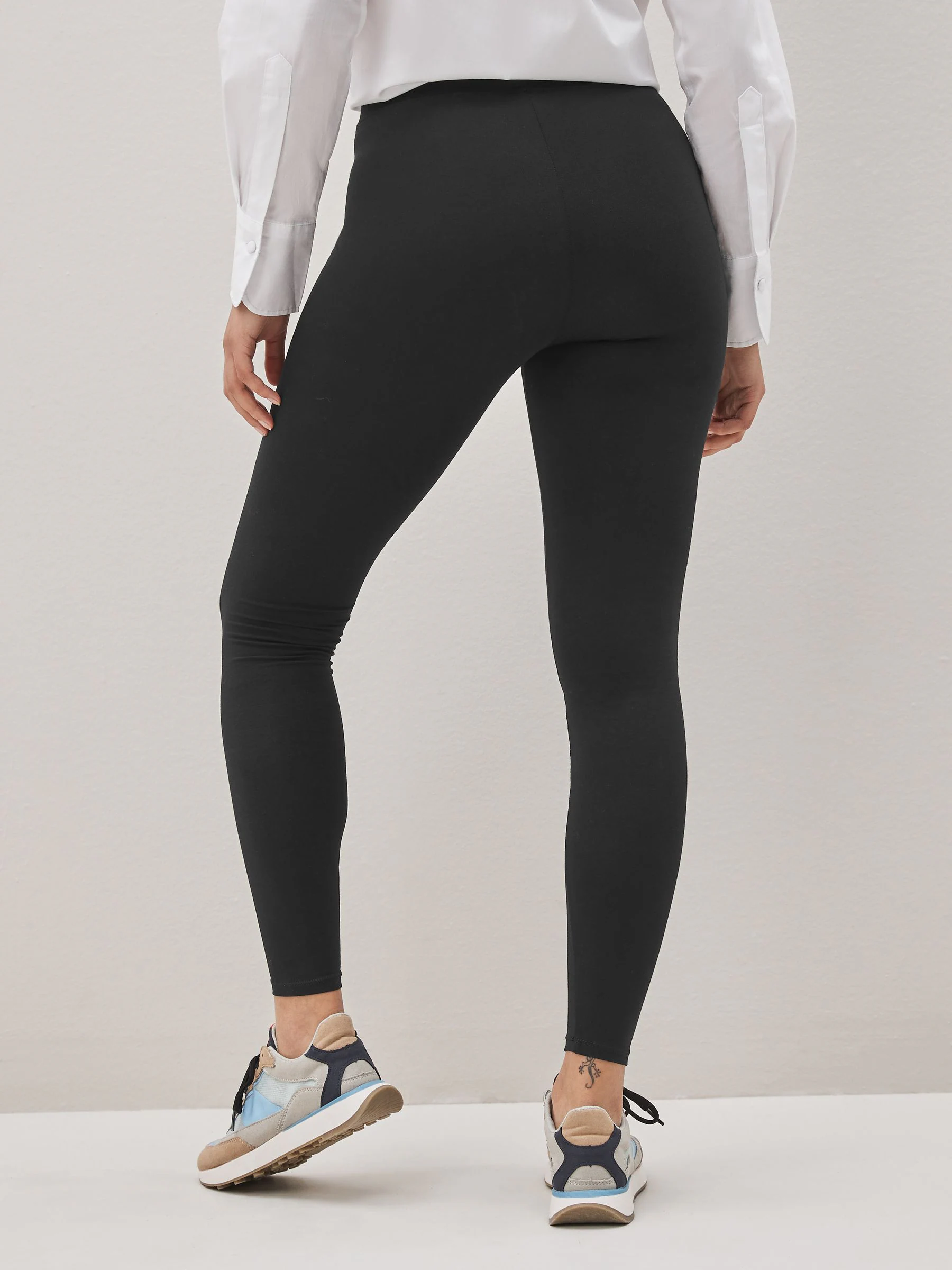 Zwart - Katoenen legging met hoge taille