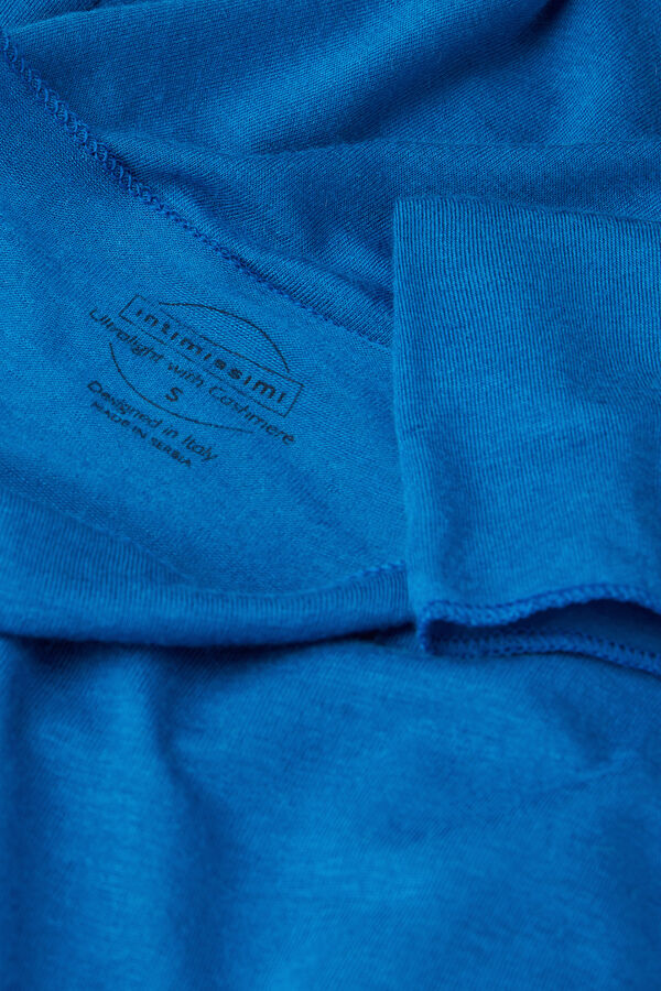 Camiseta de manga comprida ultraleve com decote canoa em cashmere modal