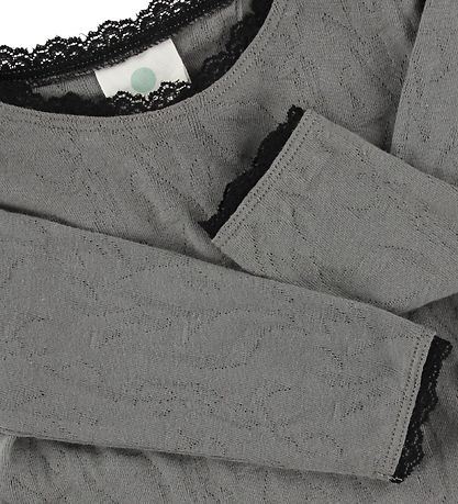 En Fant Pullover - Grau m. Lochmuster