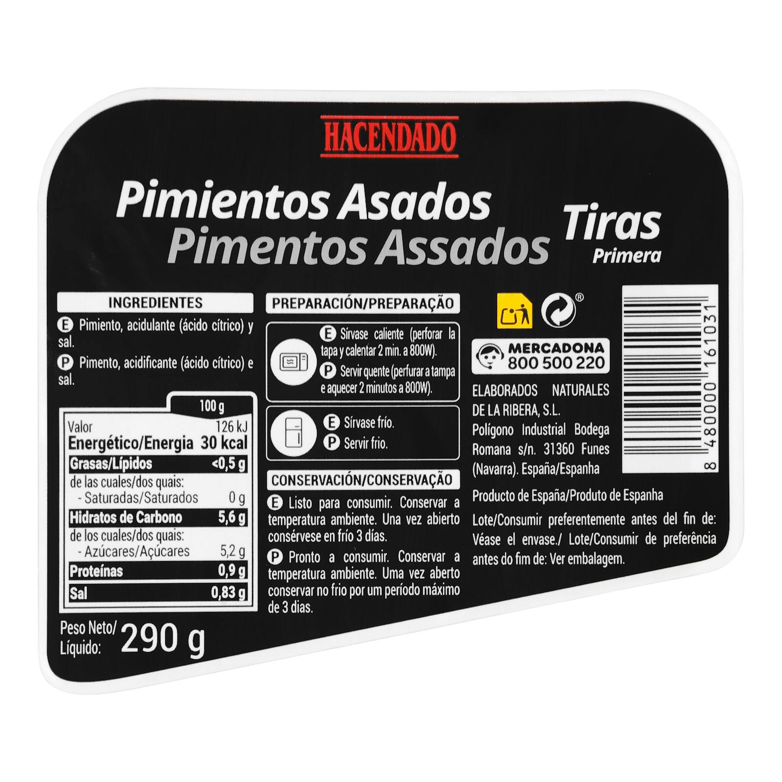 Poivrons rôtis Hacendado en lanières