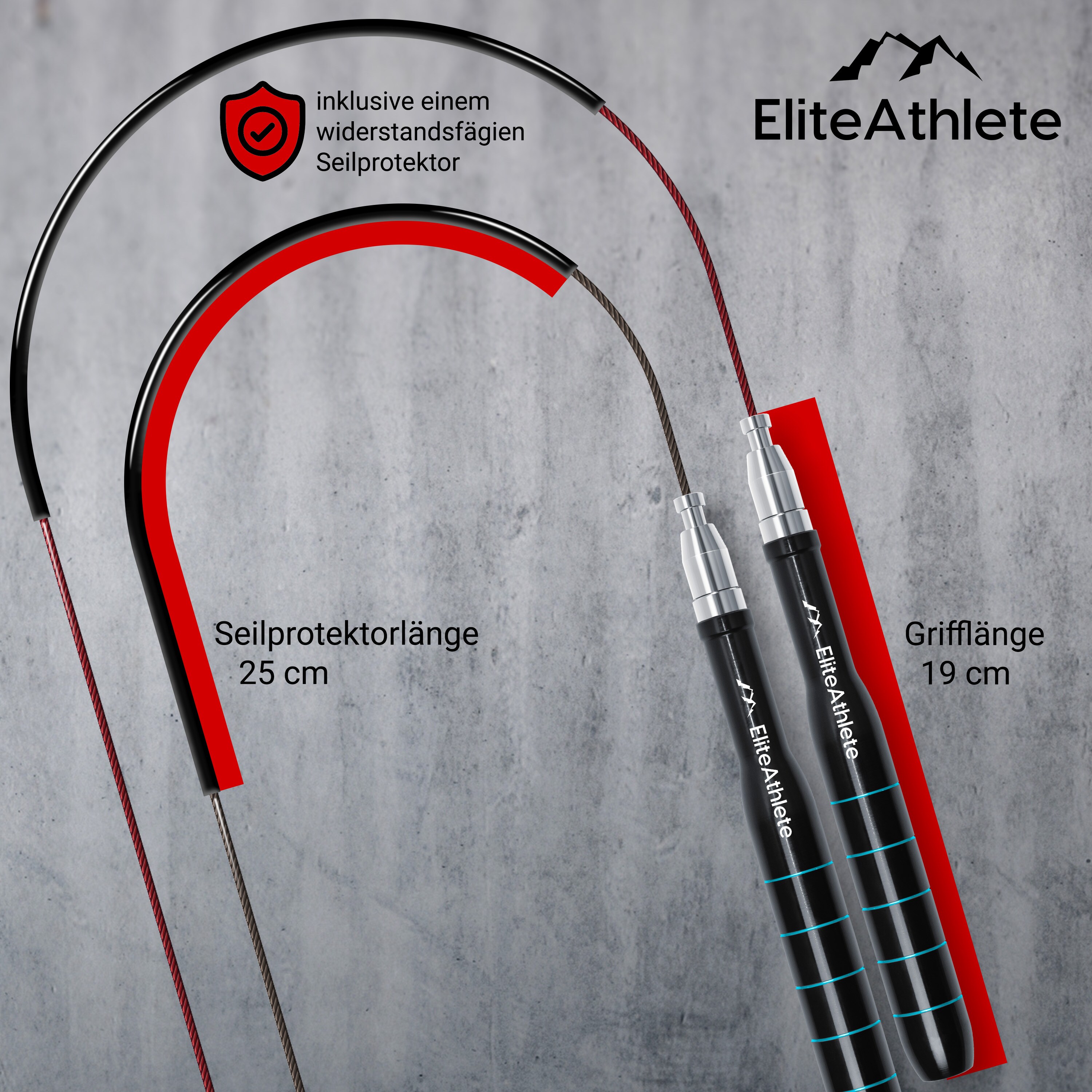 EliteAthlete® Springseil Erwachsene - Speed Rope mit Ersatzseil - Profi Kugellager - Skipping Rope - Jump Rope - Fitness Crossfit Boxen - Sprungseil Erwachsener inkl. Seilschoner + Tasche - Blau