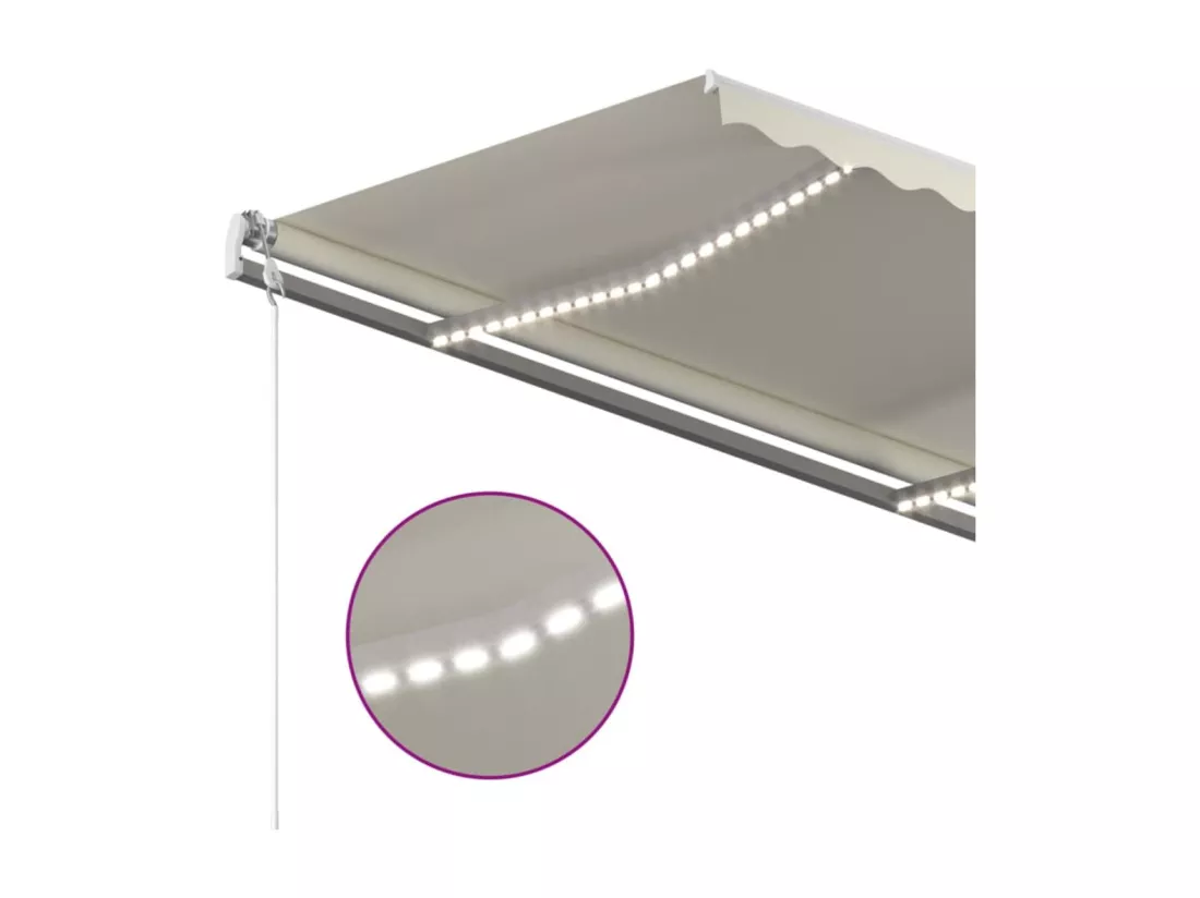 Auvent manuel rétractable avec LED 450x300 cm Crème
