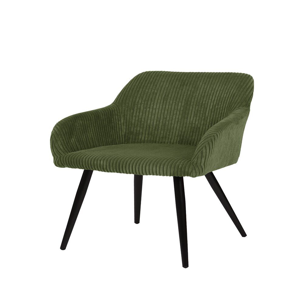 Fauteuil Celia bois et polyester côtelé vert