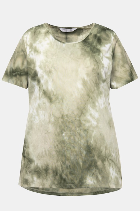 T-Shirt, längere A-Linie, Batik-Muster, Rundhals, Halbarm