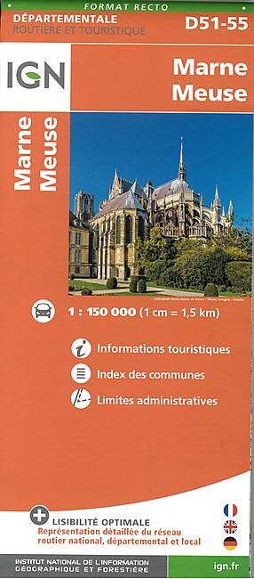 IGN - D51 55 MARNE MEUSE ECHELLE 1 150 000