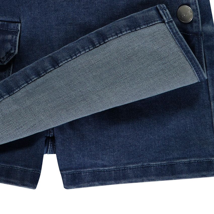 Salopette courte en jean effet robe pour fille - Bleu
