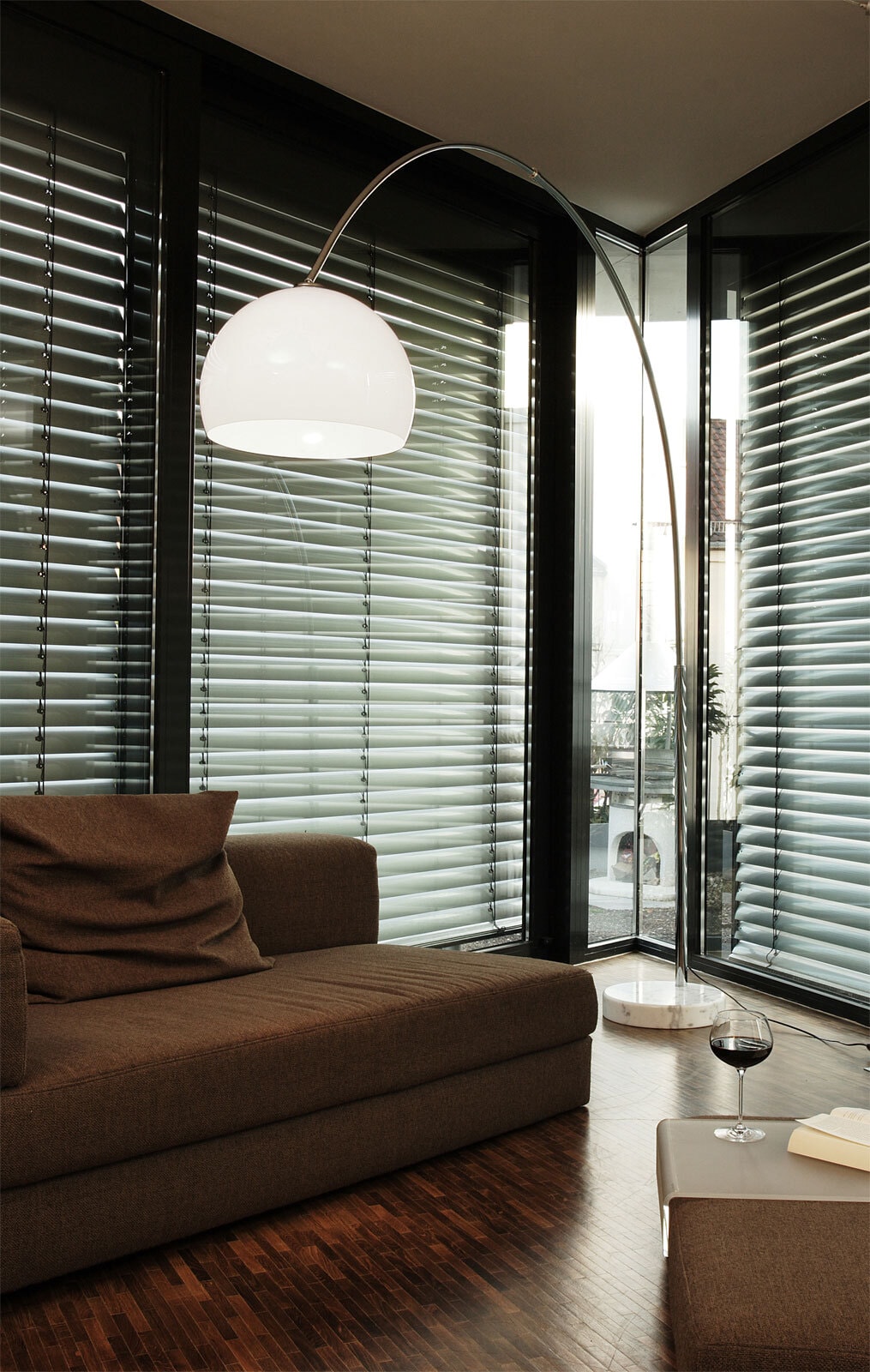 Retrofit Bogenlampe chromfarbig /weiß /Marmor weiß
