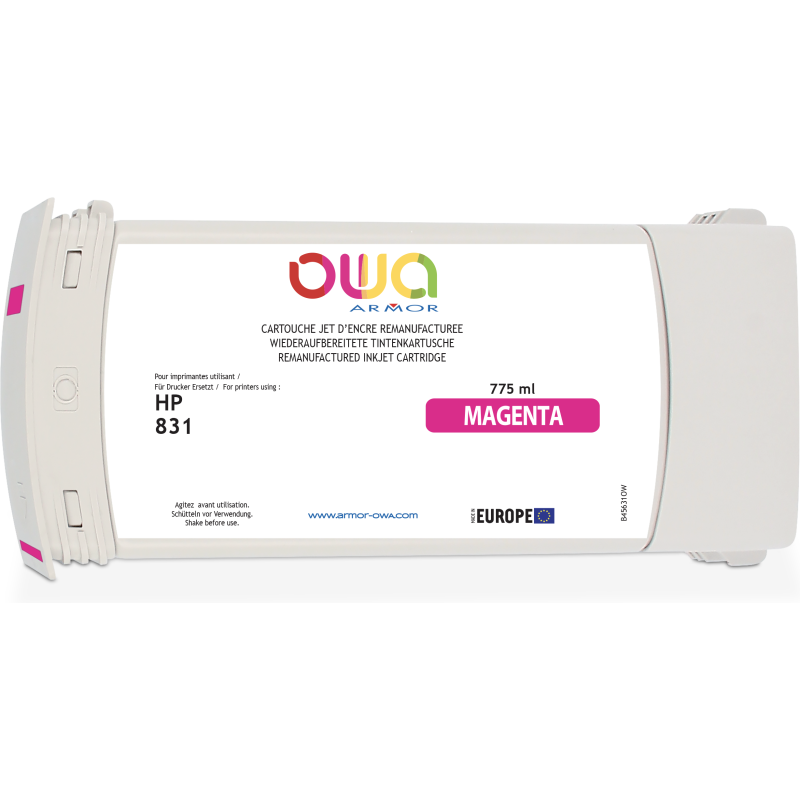 Cartouche d'encre traceur remanufacturée OWA - standard - Magenta - pour HP 831C