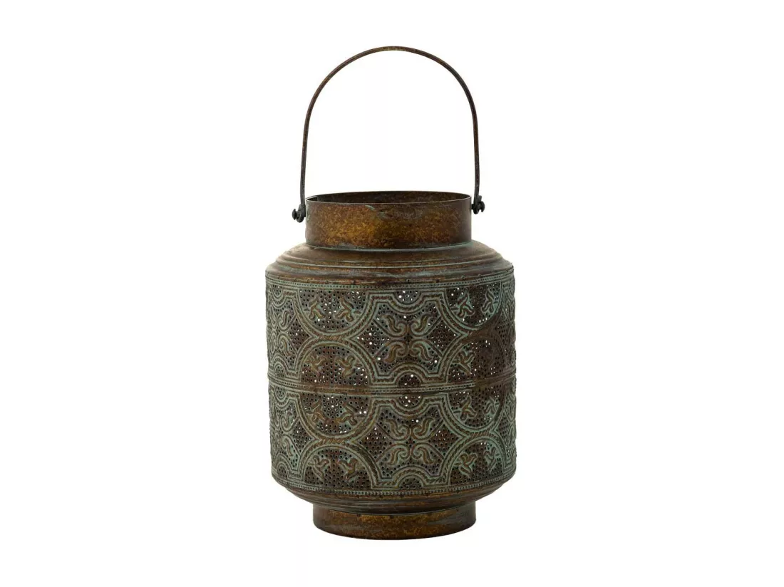 Bougeoir en métal marron 19.5x19.5x25.5h