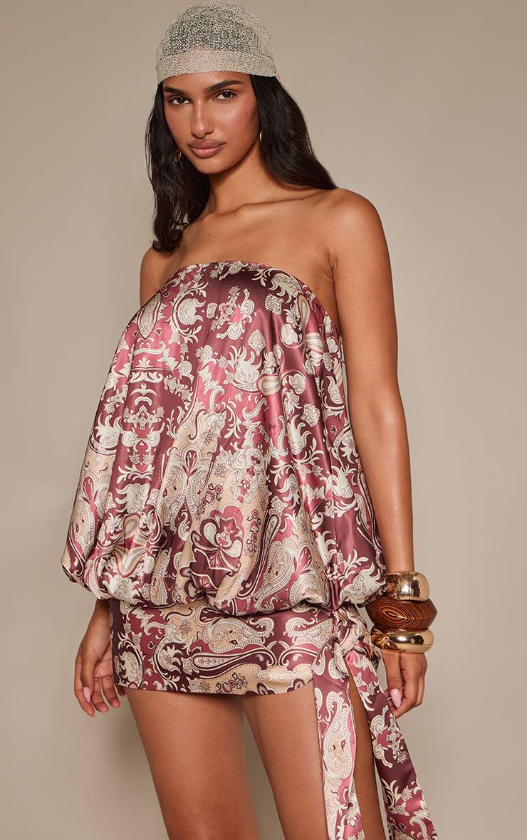 Prune Mini Robe Imprimée Bandeau À Effet Bouffant
