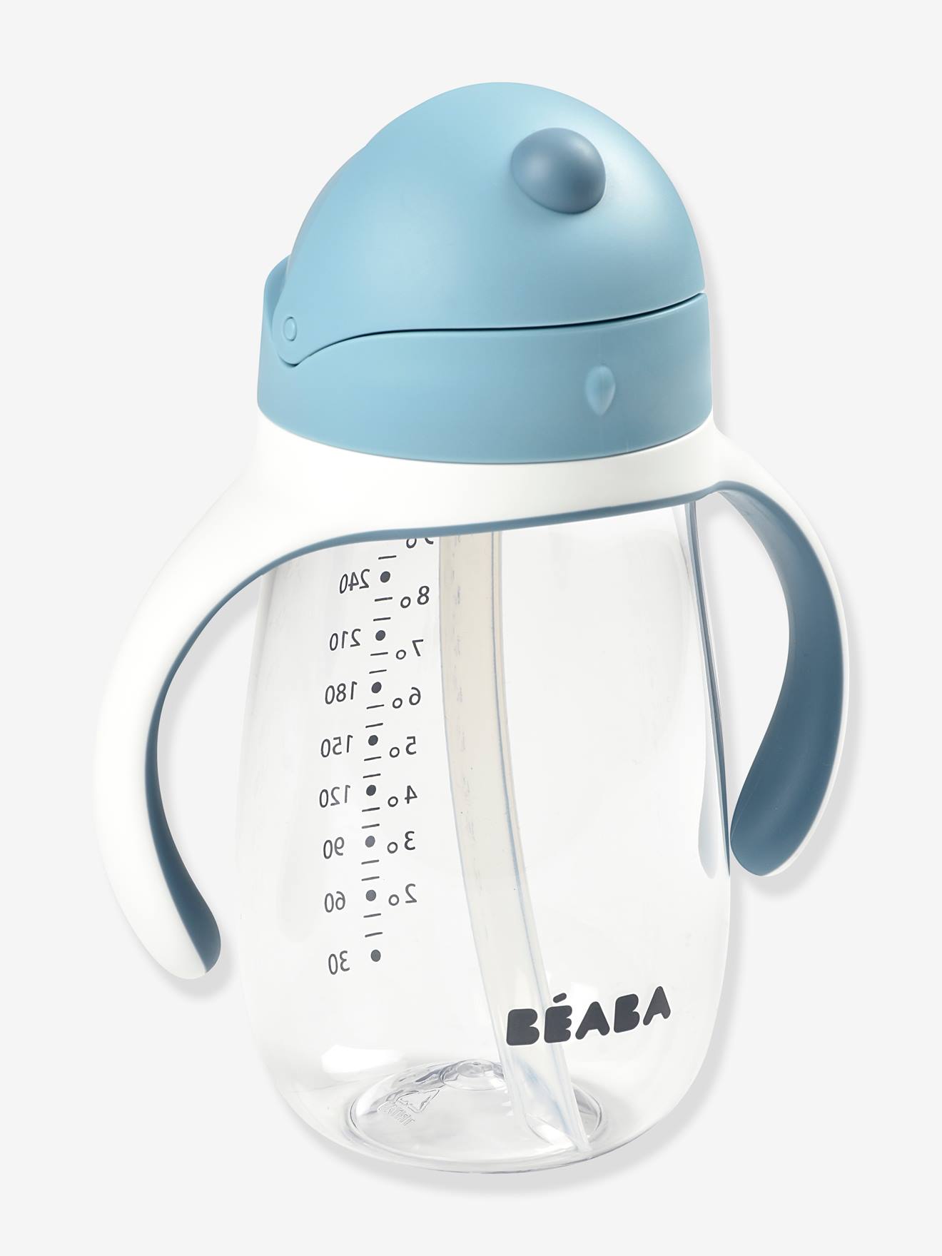 Caneca BEABA média azul lisa com canudo (300 ml)