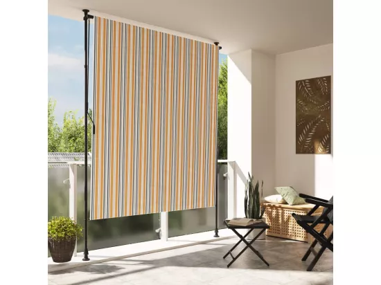 Store roulant d'extérieur jaune et blanc 200x270 cm tissu acier