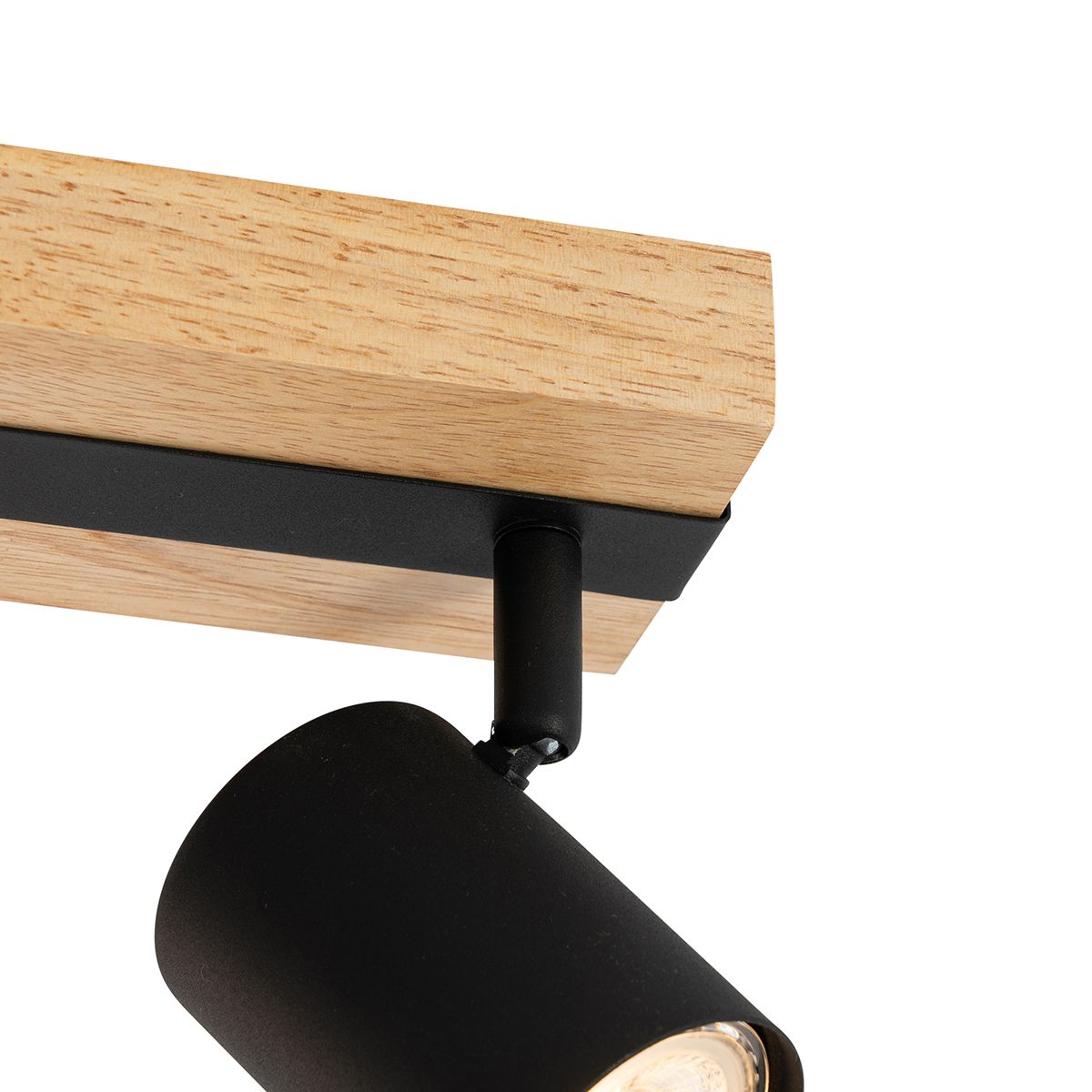 Plafondlamp zwart met hout 3-lichts verstelbaar rechthoekig - Jeana