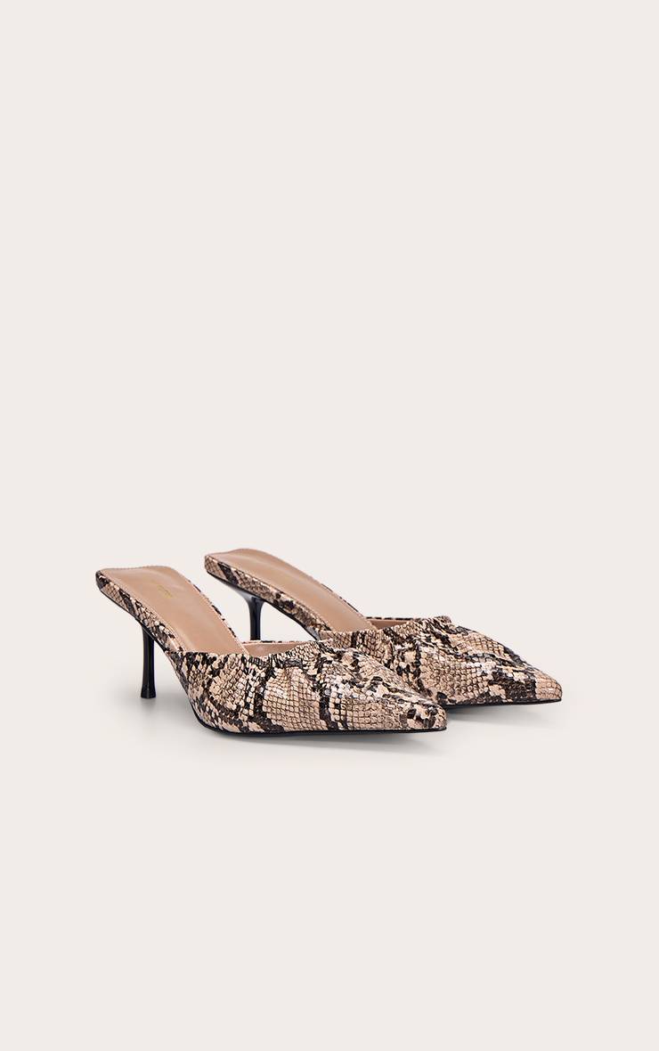Naturel Mule À Talon Bas Froncée En Synthétique
