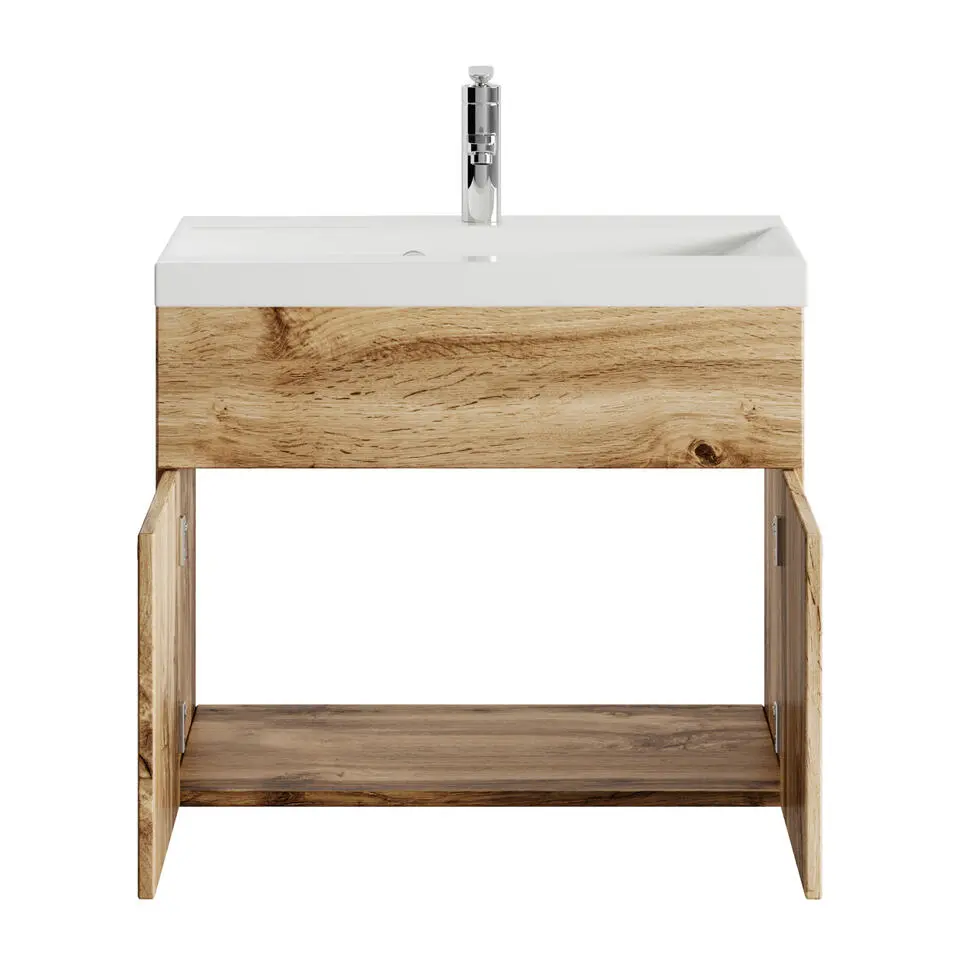 Badplaats Badkamermeubel Montreal 60 x 35 cm – Eiken – Wastafel met Onderkast