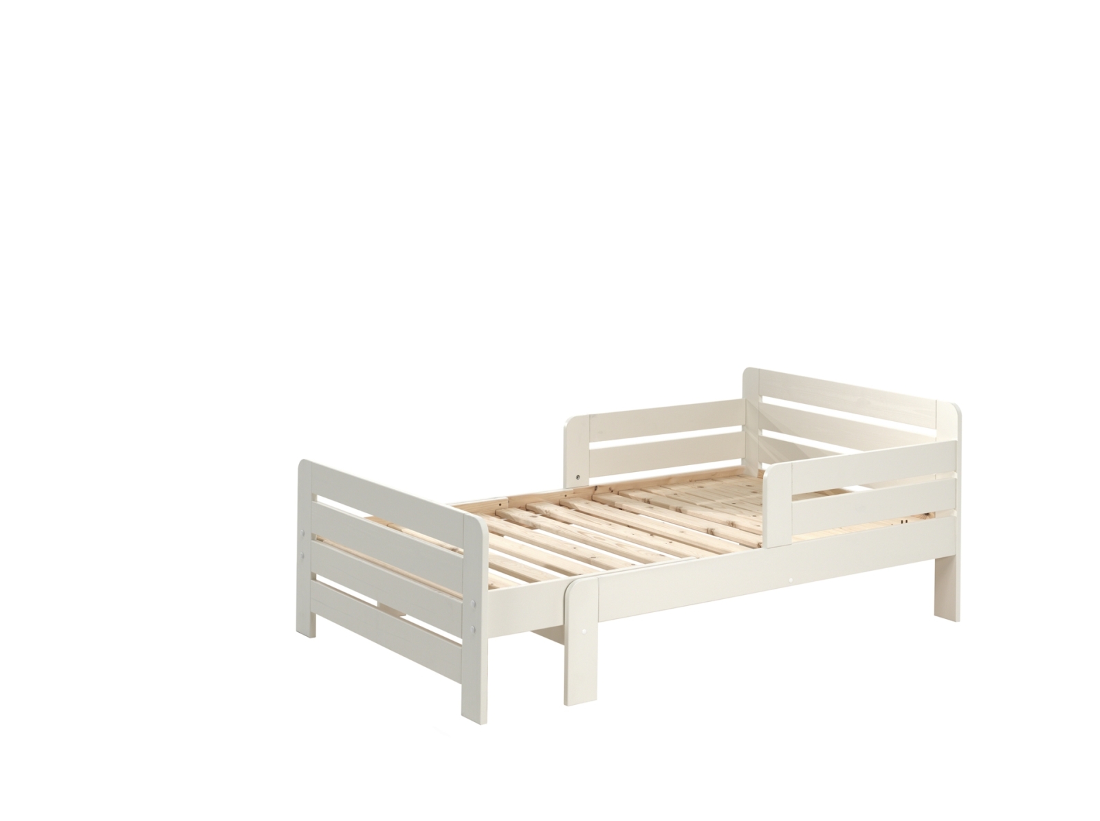 Kinderbett-Set JUMPER - weiß - Kiefer massiv - ausziehbar - Liegelänge 140-200 cm
