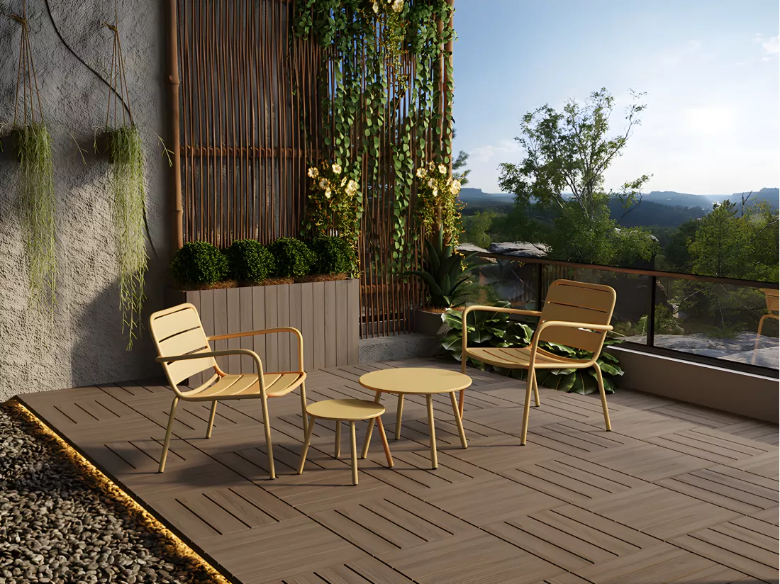 Tables gigognes de jardin en métal - Jaune moutarde - MIRMANDE de MYLIA