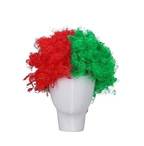 Fussball Fan Perücke mit Locken Party Kostüm Zubehör Fanartikel für Fussball EM / WM - Portugal
