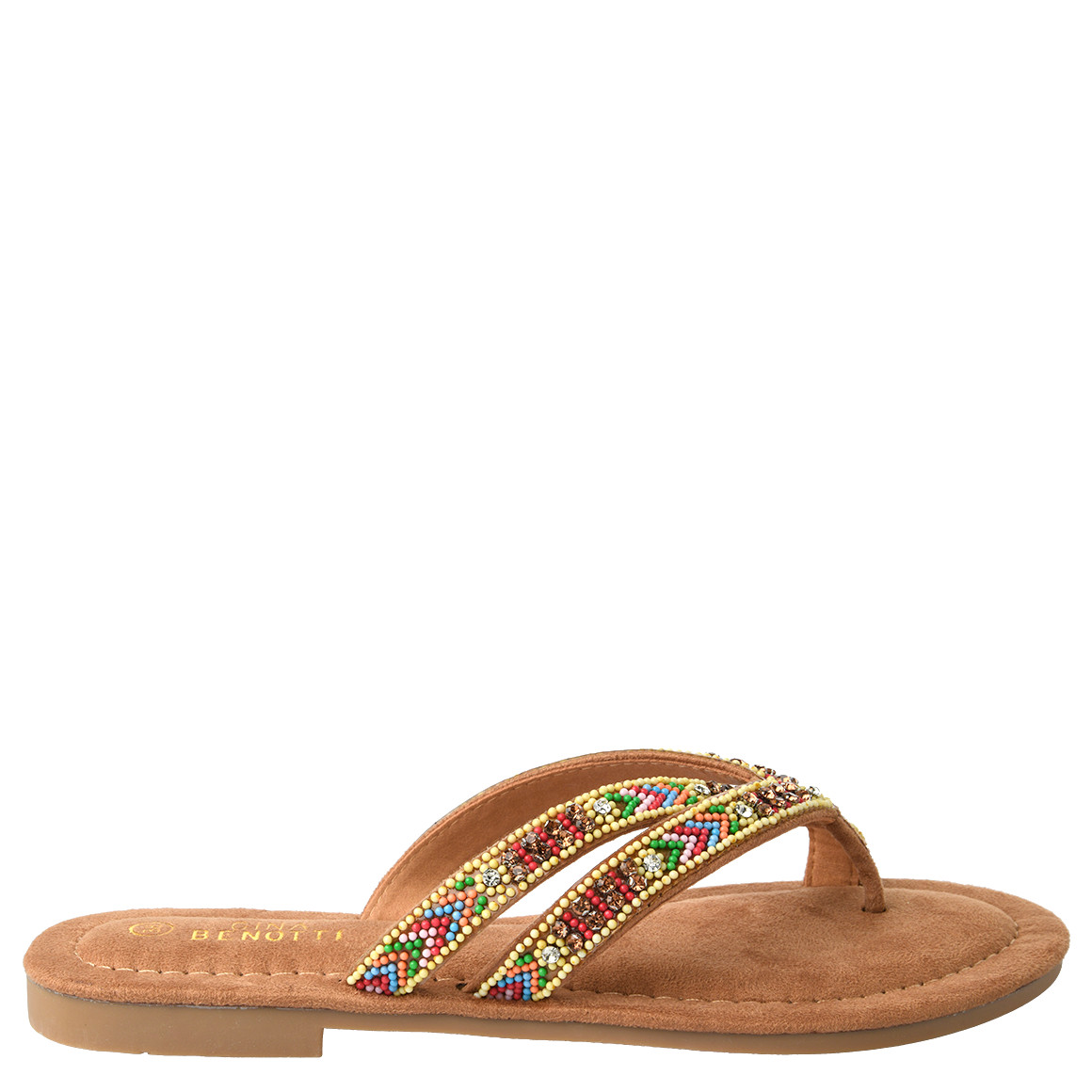 Gina Benotti Damen Sandalen mit Zehentrenner creme / rot