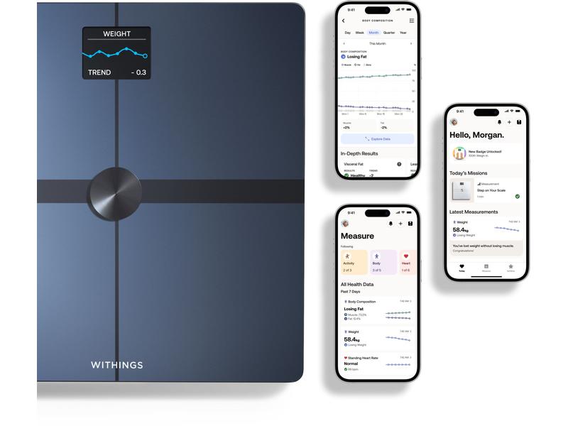 Withings Körperanalysewaage Body Smart Schwarz WLAN-Personenwaage