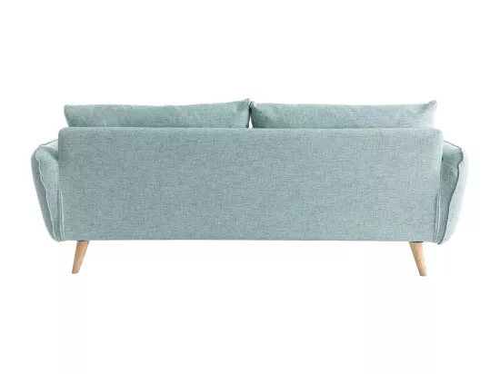 Canapé scandinave 3 places en tissu bleu glacier et bois clair CREEP