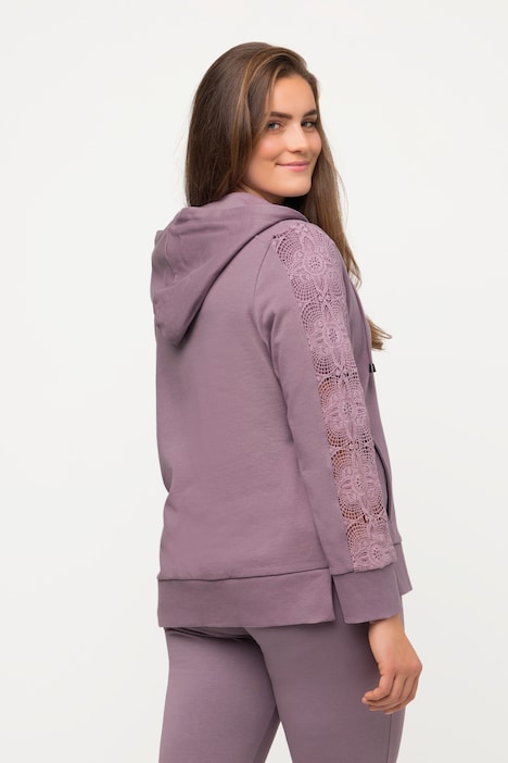 Hoodiejacke, Spitze, Kapuze, Biobaumwolle