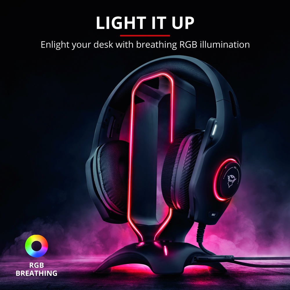 Trust GXT 265 Cintar RGB-beleuchteter Headset-Ständer mit zwei USB-Anschlüssen