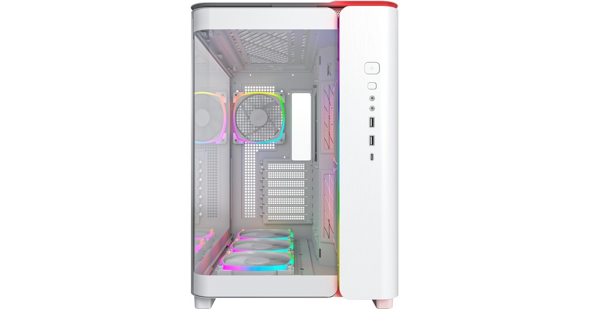 MontechKING 95 PRO midi tower behuizing  (Wit | 2x USB-A | 1x USB-C | RGB | Tempered Glass)