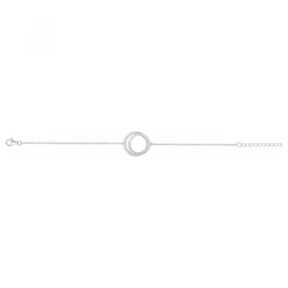 Bracelet souple mono-motif en Argent avec oxyde de zirconium blanc