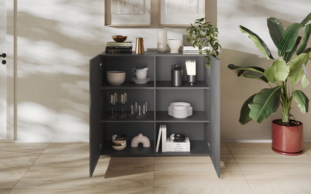 INOSIGN Highboard »Snake, Kommode, Anrichte, Stauraummöbel, Höhe 123 cm, Breite 121 cm« moderne Wohnmöbel, 2 Türen, viel Stauraum, stilvoll und funktional