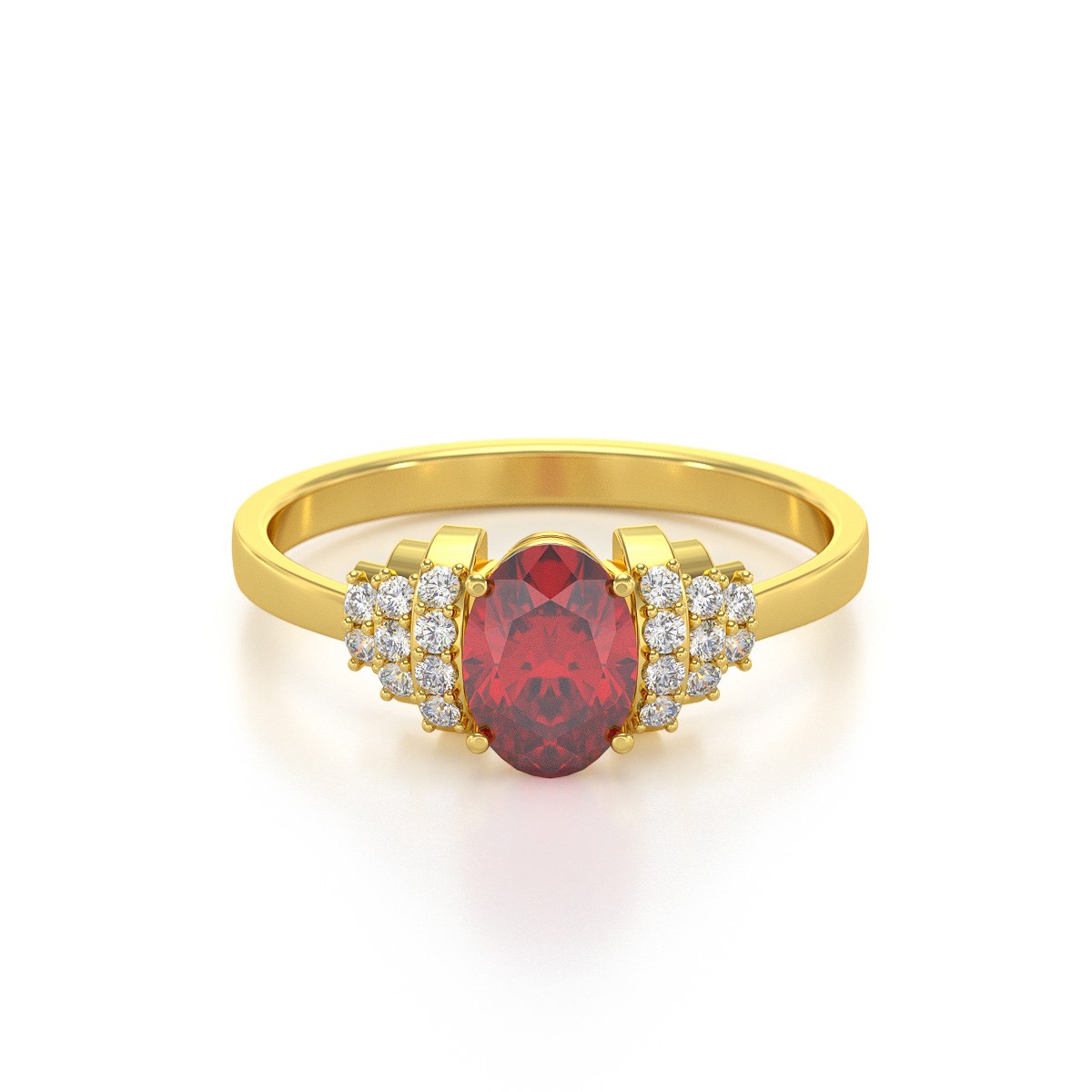Bague ADEN Or 585 Jaune Rubis et diamants 2.24grs