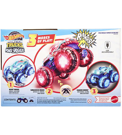 Hot Wheels Fjernstyret Bil m. Lys/Lyd - Monster Trucks - Mega Wr