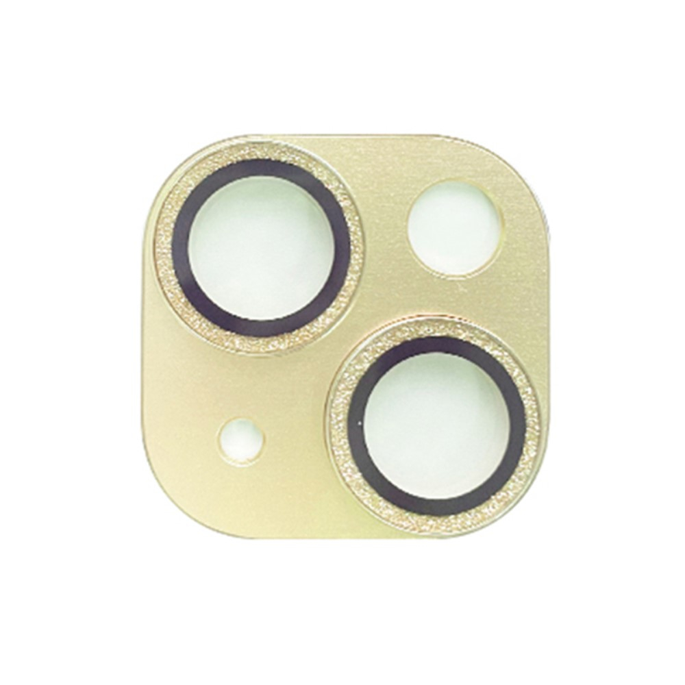 iPhone 15 / iPhone 15 Plus Alu Kamera Objektiv Protector Vollschutz Glitzer Abdeckung mit Panzer Glas - Gold