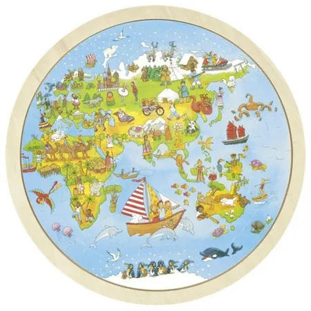 goki Einlegepuzzle Peggy Diggledey auf Weltreise, 57 Teile