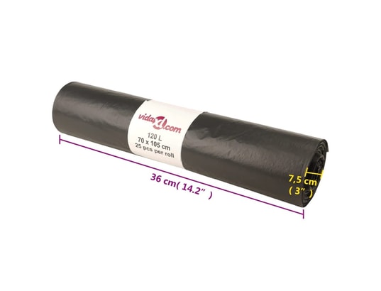 VIDAXL - Sacs poubelles 250 pcs noir 120 l