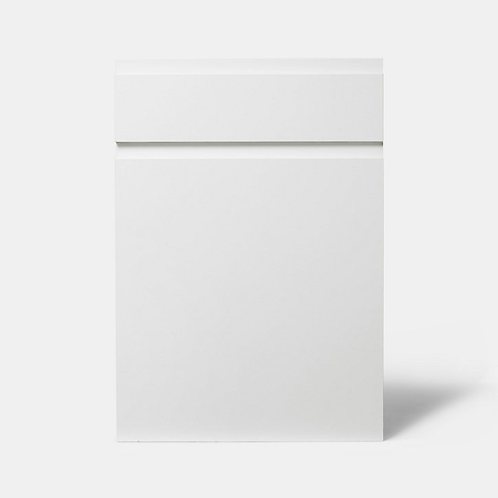 Façade de cuisine 1 porte et 1 tiroir Garcinia blanc brillant l. 50 cm x H. 72 cm GoodHome