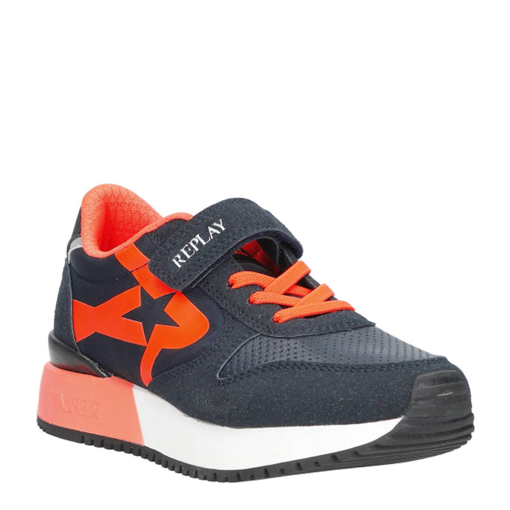REPLAY sneakers donkerblauw/oranje