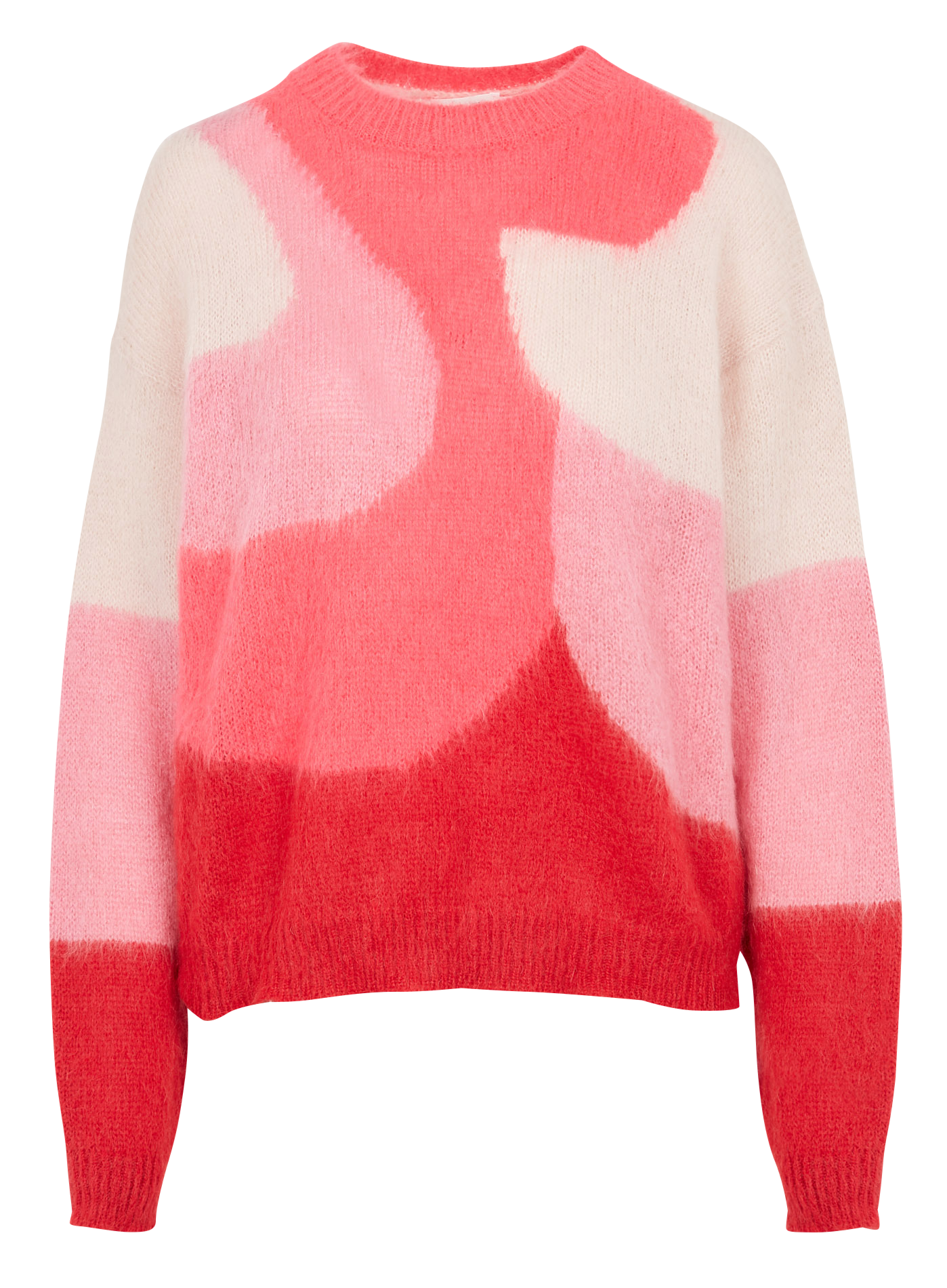 OVIEDO - Pull col rond jacquard en maille mélangée | Rose