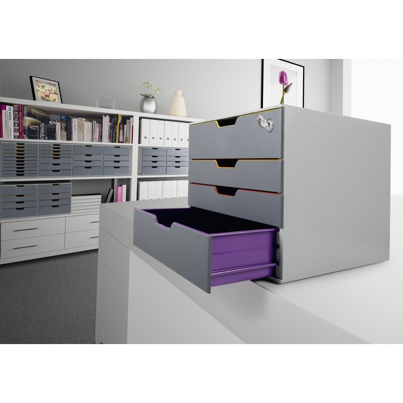 Module de classement Durable Varicolor® 4 tiroirs avec fermeture à clé