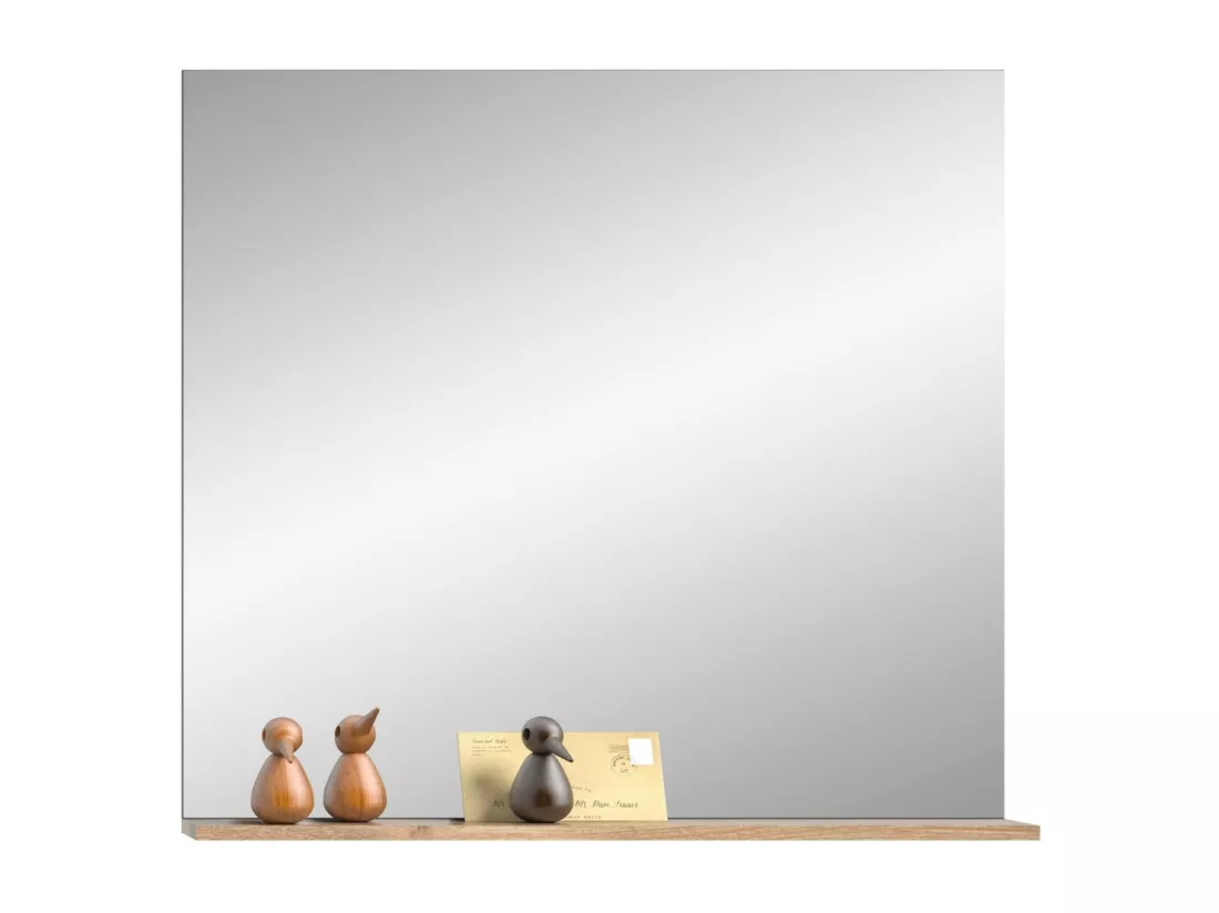 Miroir avec étagère – Gris anthracite et chêne clair – SELMA