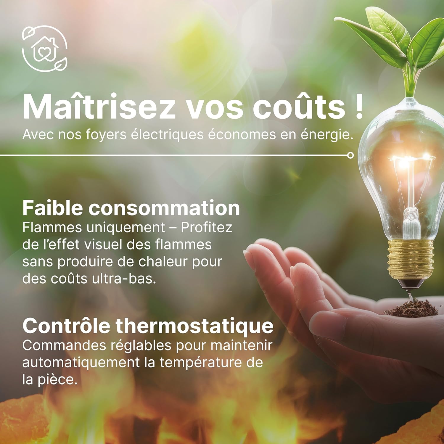 Dimplex Gisella Weiß, freistehender Elektrokamin mit Optiflame Effekt, Holzscheit-Glutbett, LED-Flammeneffekt, Einstellbarer Heizung, Thermostat und Fernbedienung. Glasablage