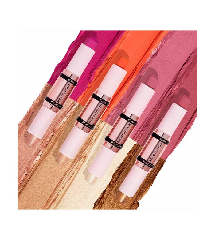 Revolution - Blush and Highlighter Stick Duo - Flushing Pink