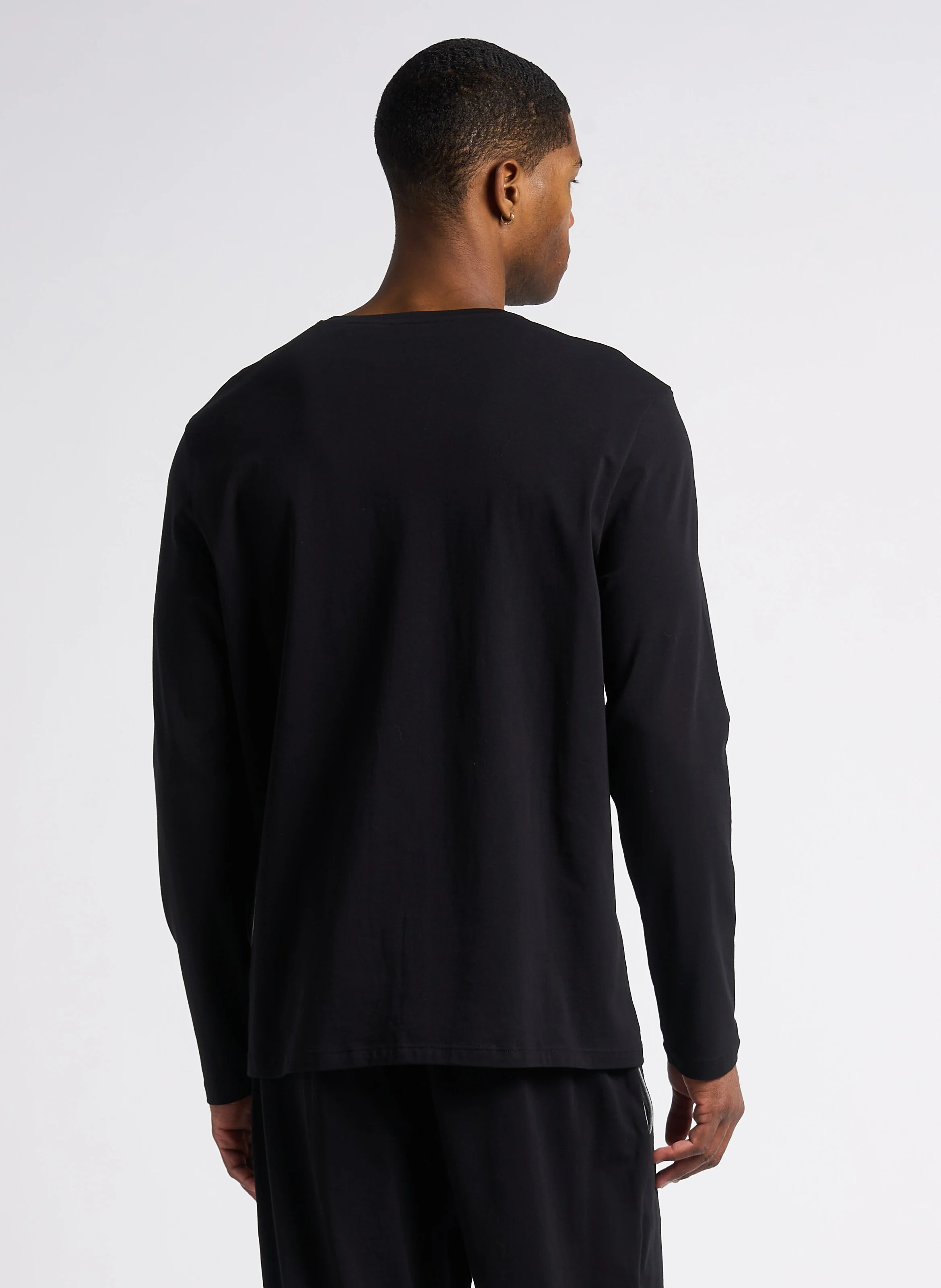 Tee-shirt à manches longues avec logo brodé en coton | Noir