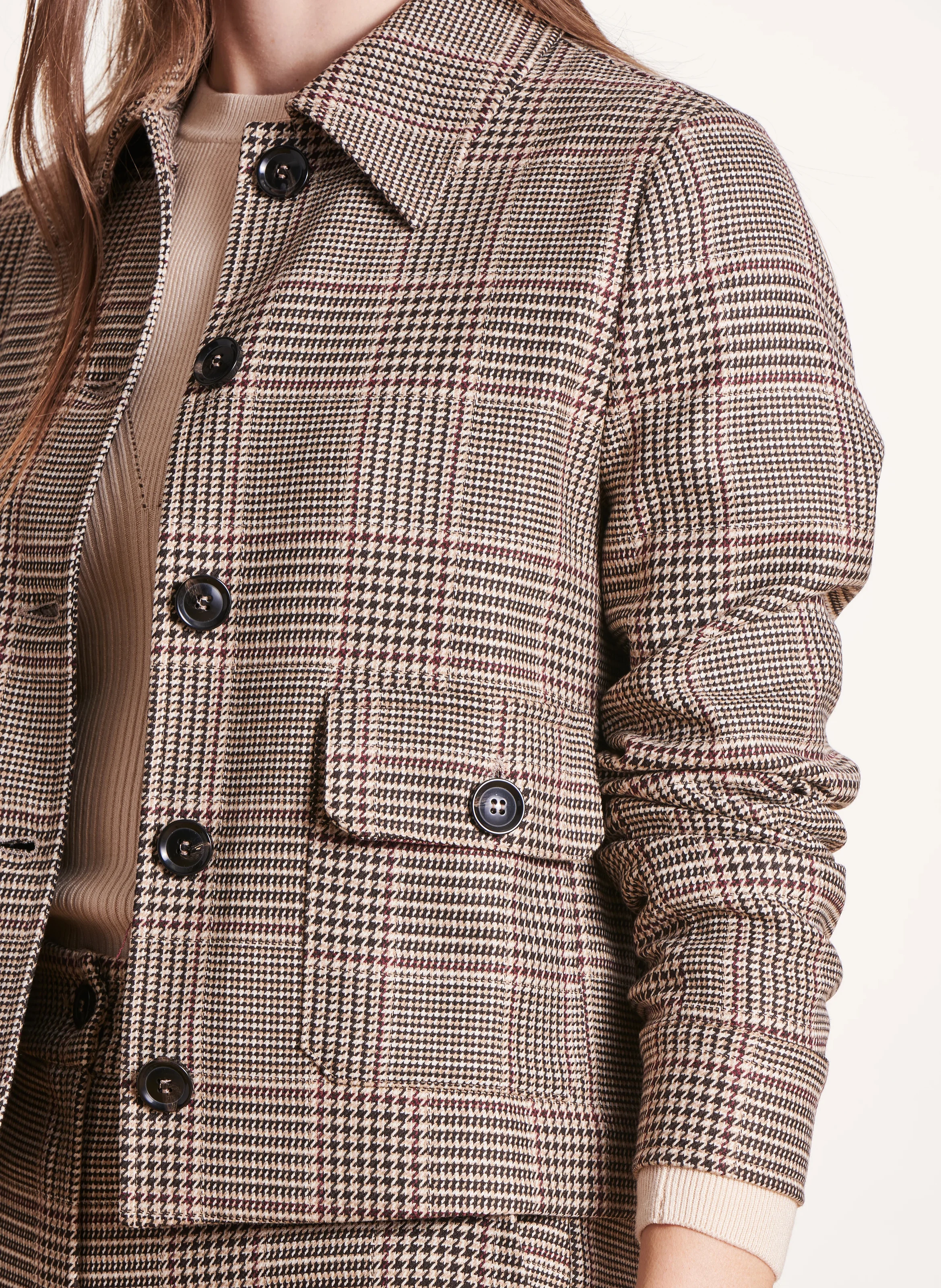 Veste courte à carreaux | Marron