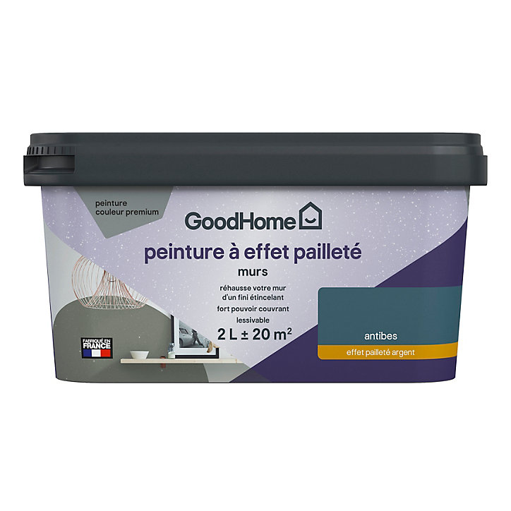 Peinture à effet pailleté GoodHome bleu Antibes 2L