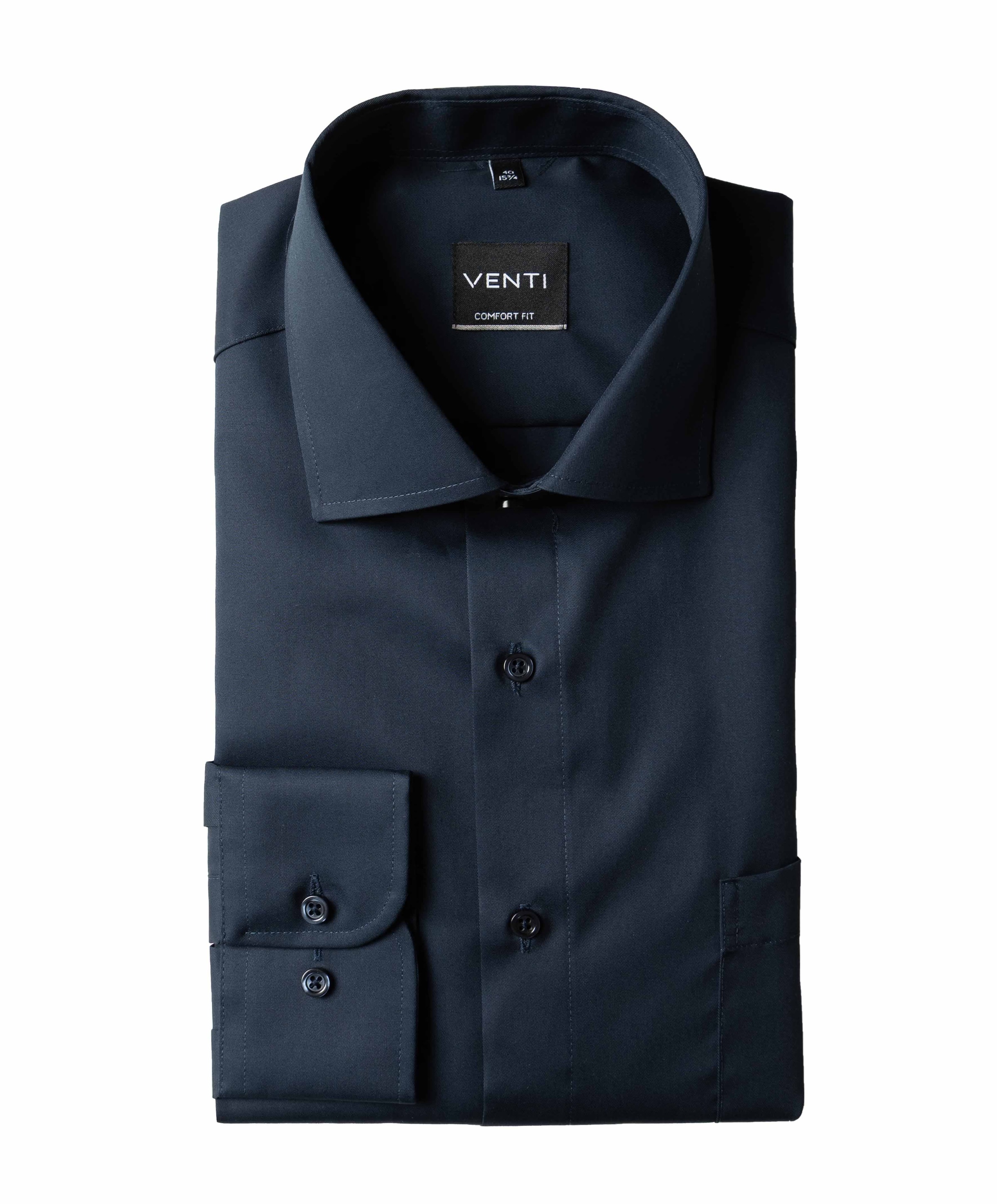 Venti Heren overhemd lange mouw blauw