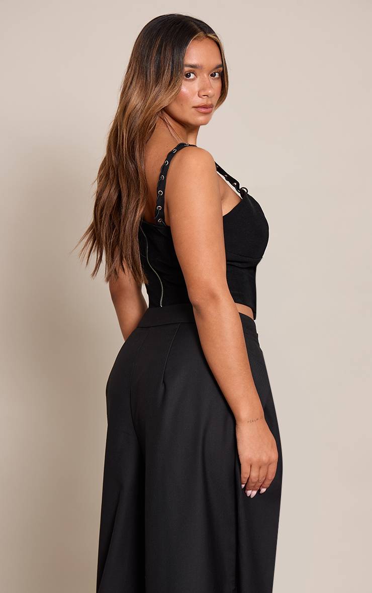 Noir Corset Shape Tissé À Laçage Plongeant Avec Détails