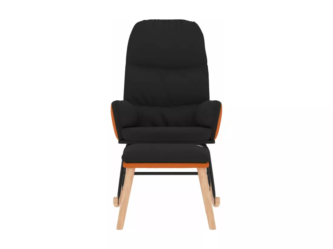 Chaise à bascule avec repose-pied Noir Tissu